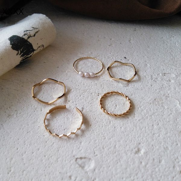 

fashion pearl ring simple day-to-day with sweet personality open adjustable ring electroplated alloy index ring, Silver