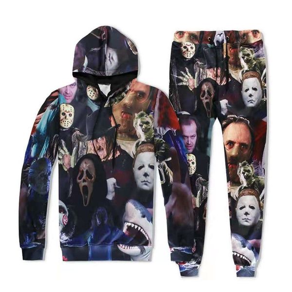 

halloween skeleton series 3d sweater digital print pullover zipper hoodie, Black