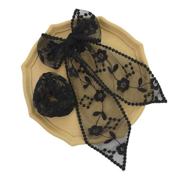 

scarves 2pcs/set knitting embroidery head scarf women wrap shawl transparent lace floral bandana long foulard pashmina, Blue;gray