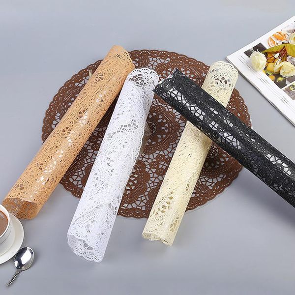 

mats & pads 4/6pcs round pvc placemat hollow insulation table bowl american non-slip mat restaurant western