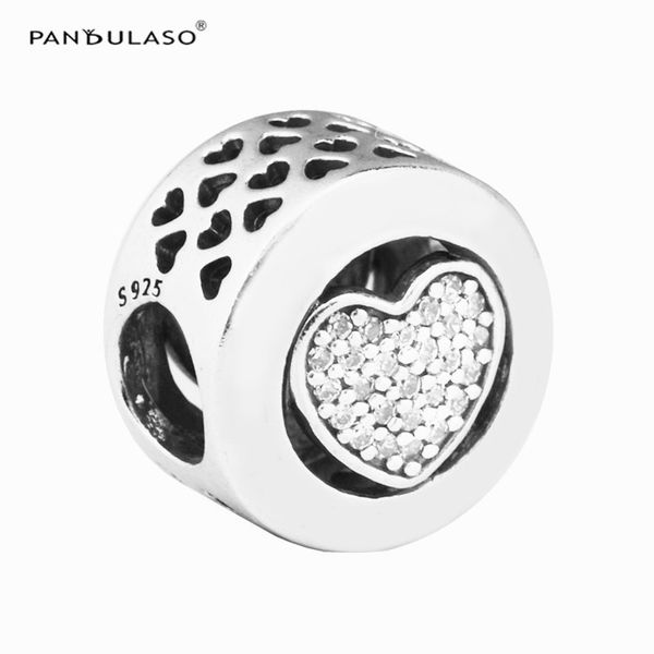 

beads for jewelry making signature heart charm clear cz fits european charms bracelets woman diy sterling silver jewelry q0531, Black