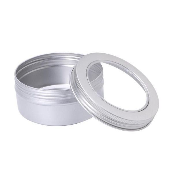 

storage bottles & jars empty aluminum cosmetic pots container make up jar clear view window 150ml