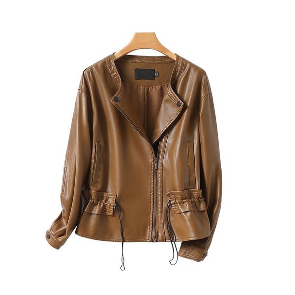 

women's leather & faux pu jacket women coats 2021 women's coat short slim motorcycle clothing female jackets black