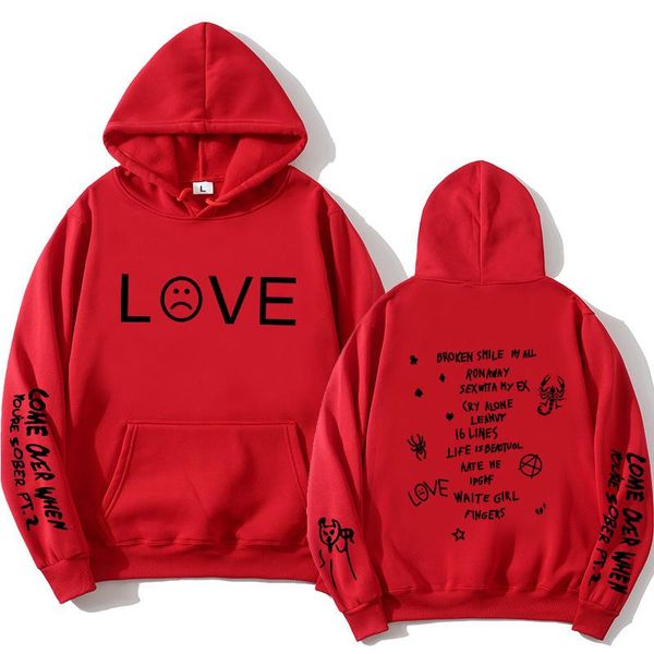 

men's hoodies & sweatshirts love men/women hooded streetwear lil peep fans hoodie harajuku hip hop clothes oversized, Black