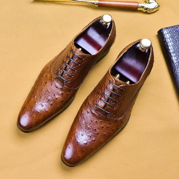 

dress shoes business pointed oxford men's season pattern leather, Black