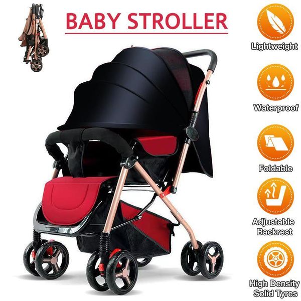

strollers# baby stroller 8 wheel 2 in 1 portable travel carriage folding prams aluminum frame high landscape car for toddler