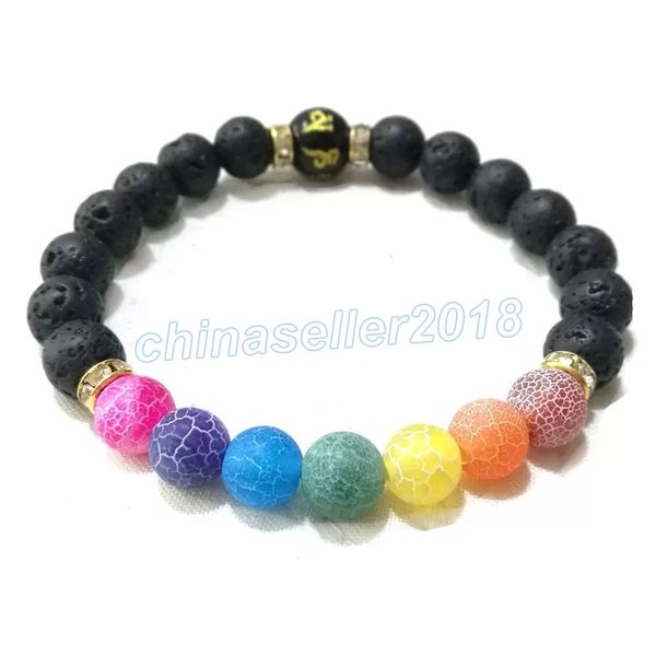 

beaded strands colorful weathered agates bracelets natural gem stone bead strand bracelet reiki yoga jewelry for women friend gift stretch b, Black