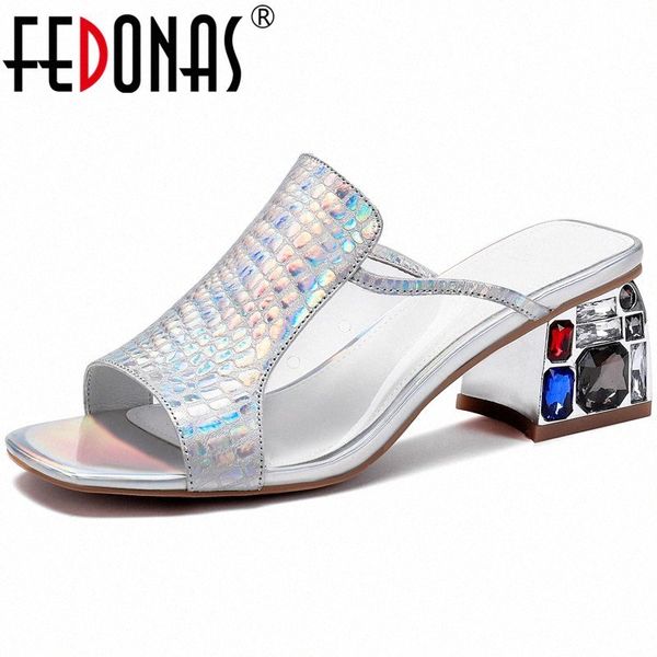 

fedonas crystal classic design genuine leather women sandals famale new arrival high heels pumps office lady summer shoes woman v2r8#, Black