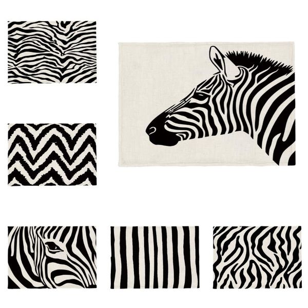 

table cloth simple geometric animal zebra polyester cotton linen custom napkin restaurant wedding coasters placemats can be cleaned