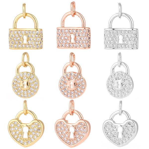 

lock heart charms for jewelry making supplies gold design charms charm diy earring bracelet necklace copper accessories, Bronze;silver