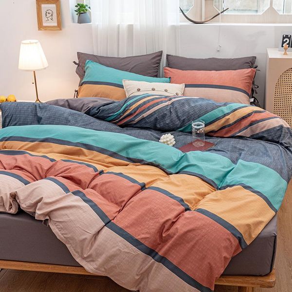 

bedding sets japanese-style duvet cover set colour stripe bed  king size 4-pieces 220x240