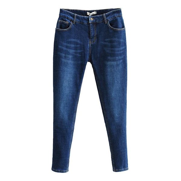 

autumn/winter women jeans oversize pencil pants skinny liner fleece warm thick stretch trousers 2021 fashion casual clothes, Blue