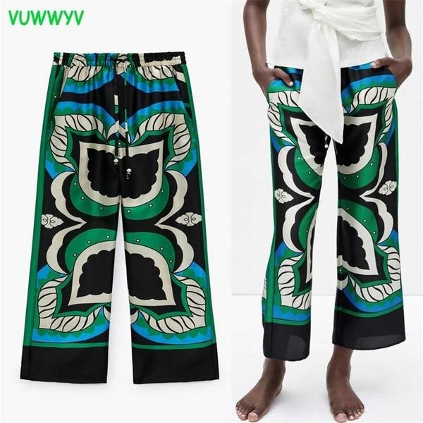 

vuwwyv za wide leg pants women high waist print loose woman summer streetwear trousers straight pant suits 211115, Black;white
