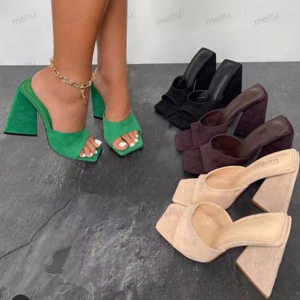 

slippers 2022 summer woman high heeled sandals fashion open toe solid color women outdoor casual women's shoes plus size, Black