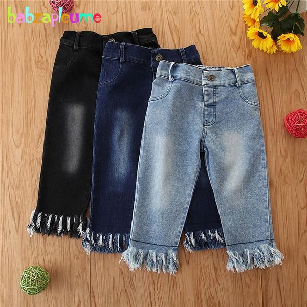 

spring fall children high waisted jeans trousers korean casual fashion solid skinny denim baby girl pants for teenage 2025-1, Blue