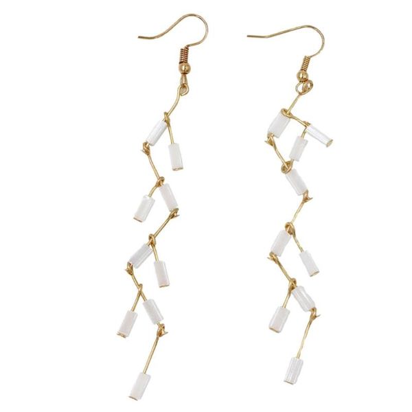 

dangle & chandelier fashion white bead long statement tassel drop fringle earrings women jewelry, Silver