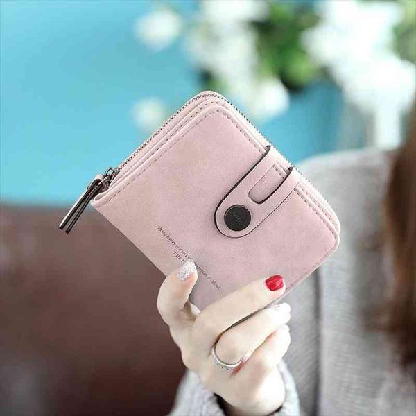 

women solid cute wallet bifold small handbag coin bag case leather simple purse zipper card holder clutch, Red;black