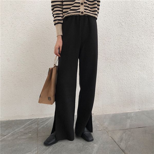 

women's pants & capris hzirip women's straight pants, casual minimalists, in solid colors, with a high and elegant waist, , velvet, Black;white