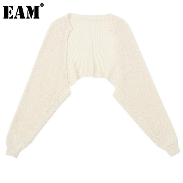 

women's knits & tees [eam] apricot short knitting cardigan sweater loose fit v-neck long sleeve women fashion tide spring autumn 2021 1, White