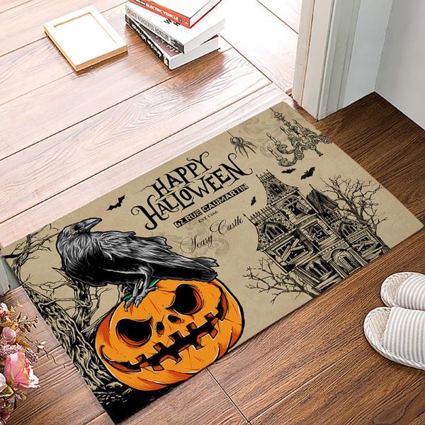 

cushion/decorative pillow happy halloween pumpkin crow scary castle door mats kitchen floor bath entrance rug mat rubber non slip