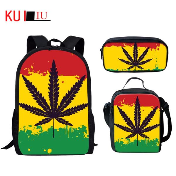 

backpack kuiliu leaves 3d print kids school bag set for teenager children boys girls lunch bags satchel schoolbag pen
