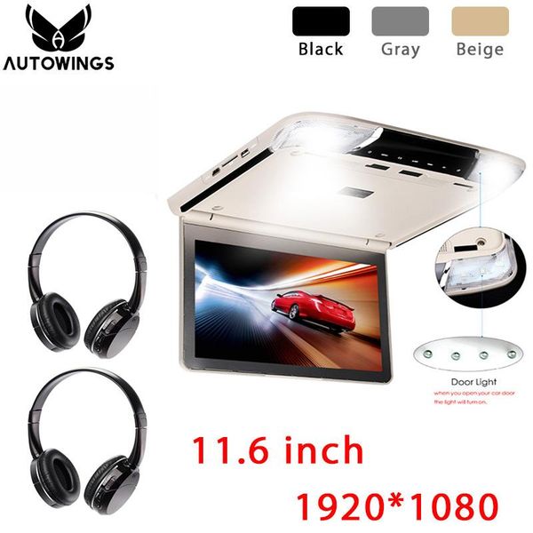 

car video 11.6 inch 1080p tft roof mount monitor overhead ceiling touch button player screen fm dmi ir usb sd speaker