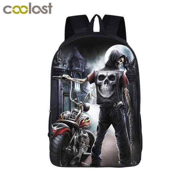 

backpack cool gothic grim reaper skull for teenagers men women travel bags boys girls children school gift