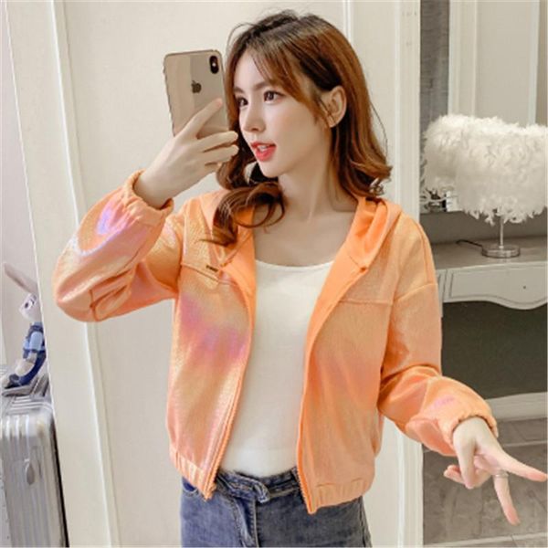 

women's jackets 2021 spring and autumn jacket fashion loose solid color hooded bright silk temperament long sleeve thin coat female, Black;brown