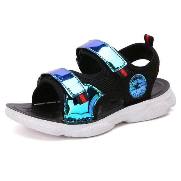 

student casual cartoon sandals cross-border foreign trade boys' flip-up velcro beach shoes, Black;red