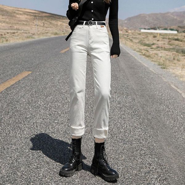 

women's jeans pants women denim clothing vintage boyfriend jean streetwear straight casual 2021, Blue