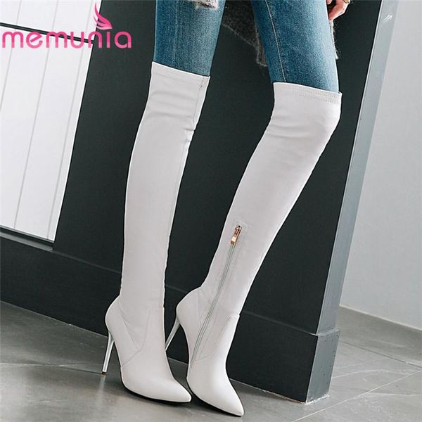

boots memunia 2021 arrival over the knee zip autumn winter thin high heel party wedding shoes woman big size 46, Black