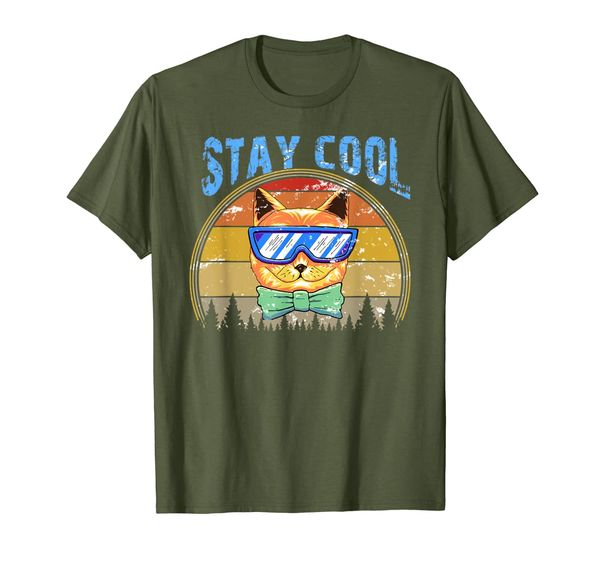 

stay cool hipster cat with sun glasses retro style gift t-shirt, White;black