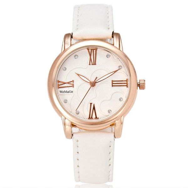 

wristwatches fashion brand watches embossed flowers quartz lealther belt womage gift female, Slivery;brown