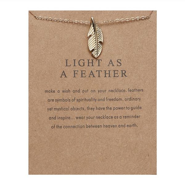 

pendant necklaces feather necklace with message gift card christmas graduation engagement gifts for women, Silver