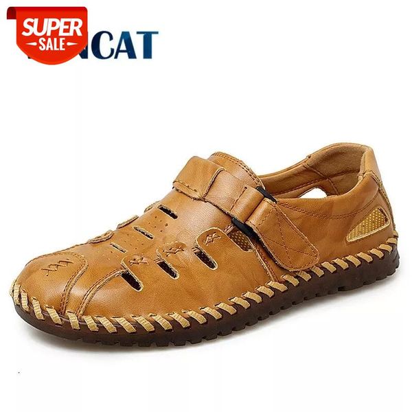

2020 new male shoes genuine leather men sandals summer shoes beach sandals men fashion outdoor casual size 38-48 #ic43, Black