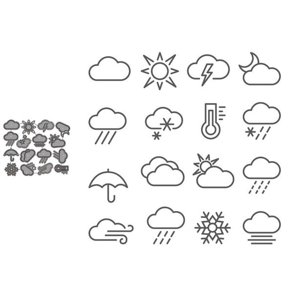 

painting supplies weather line icons set craft paper dies cut diy handmade mold scrapbook for card making stencils embossing 2021