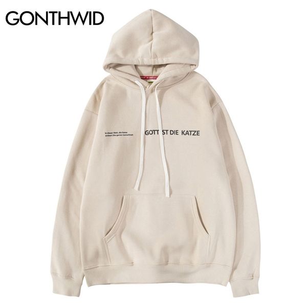 

gonthwid funny angels cat print hoodies sweatshirts harajuku hip hop casual pullover hooded streetwear men fashion lj201222, Black