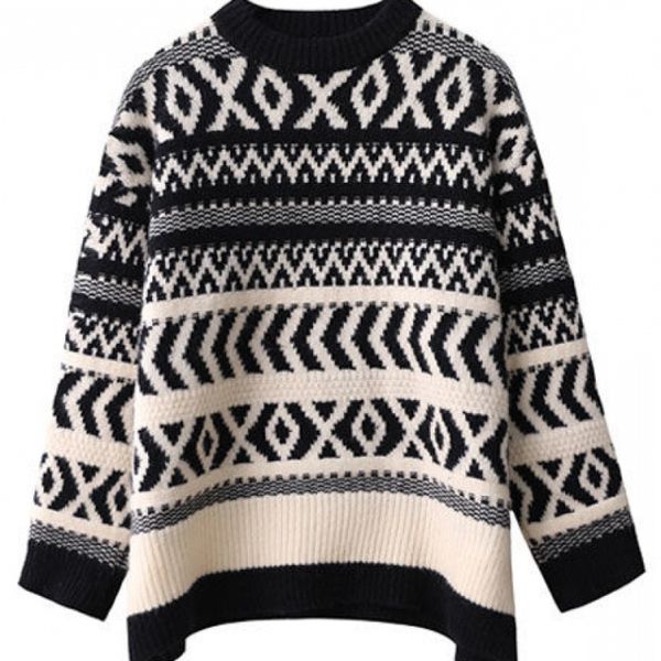 

women's sweaters lazy style female sweater harajuku loose students oversize swater wild japanese around the neck knitted l8s7, White;black
