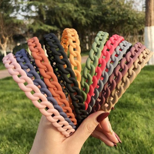 

1pc cute girls headband ins acrylic chain hair bands for girls women fashion solid fashion hair holder hoops accessories, Slivery;white