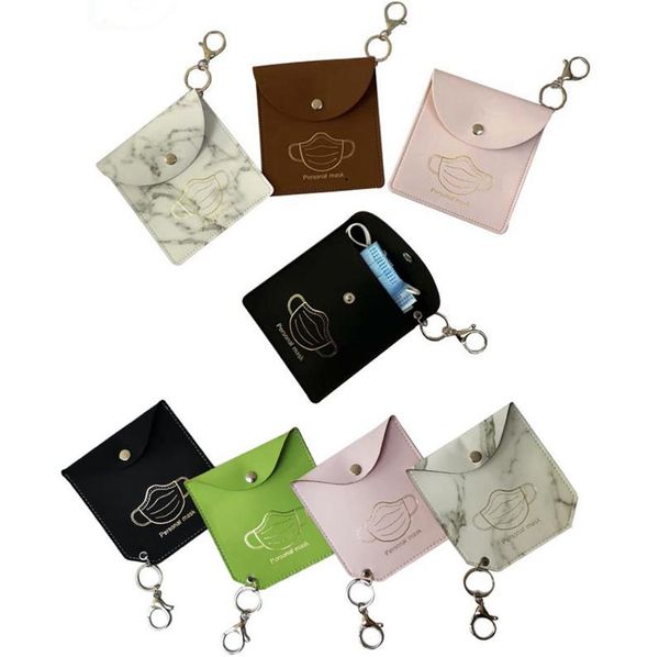 Saco de máscara de rosto PU máscara de couro sacos de armazenamento meninas Keyring titular máscaras à prova de poeira Acessórios para capa 8 desenhos DW5955