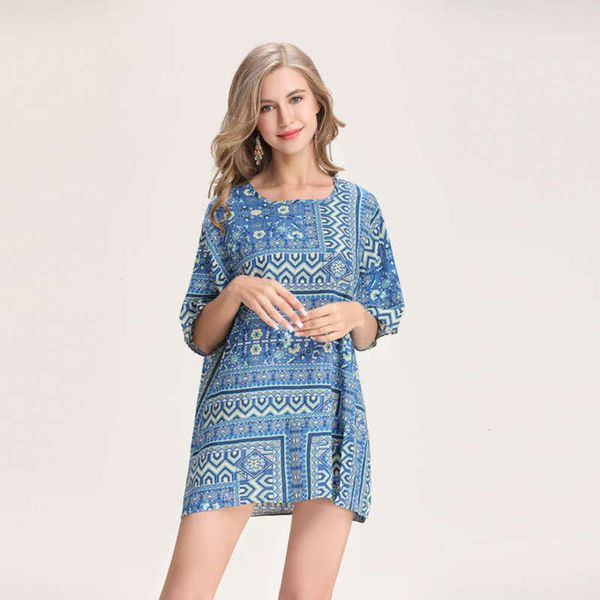 

printed t-shirt 2019 style new short summer national fashion loose side slit women's wear, Black;gray