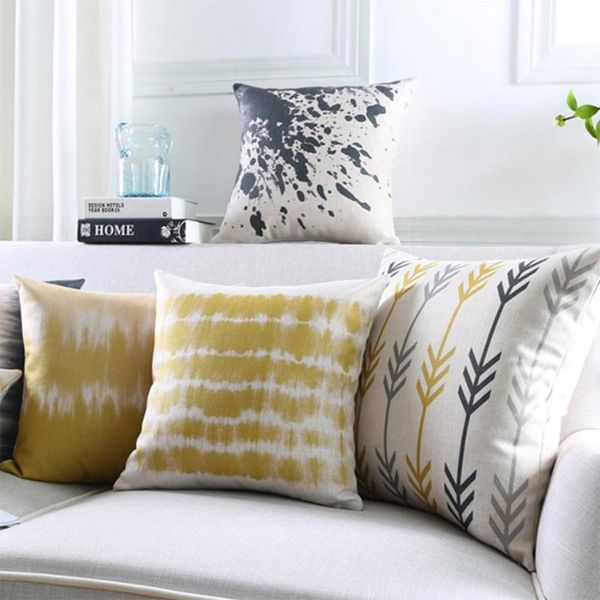 

geometric square throw pillow/almofadas case 45 53 60 30x50,yellow black modern blue cushion cover home decore