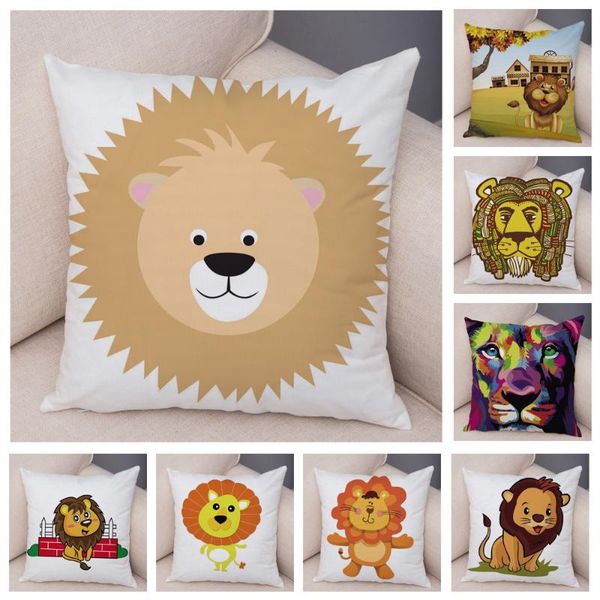

cushion/decorative pillow short plush 45*45 cm cute lion case cartoon animal square cushion cover for sofa home decorative printed throw pil