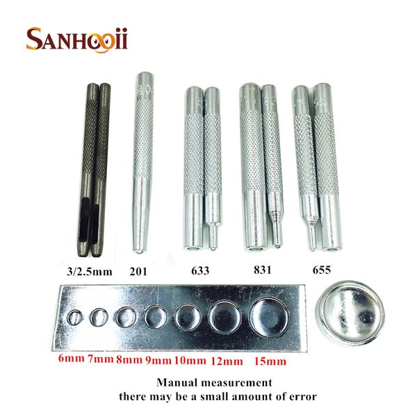 

carbon steel tools set hole punch snap fasteners for leather 633/655/831/201 rivet setter base belt holes punches gadgets zm56