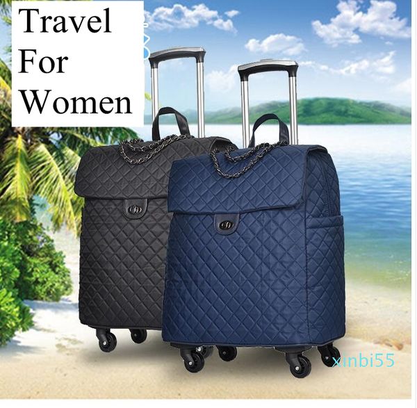 

luggage bag portable travel trolley on wheels rolling woman handbag suitcase carry-on bags backpack1