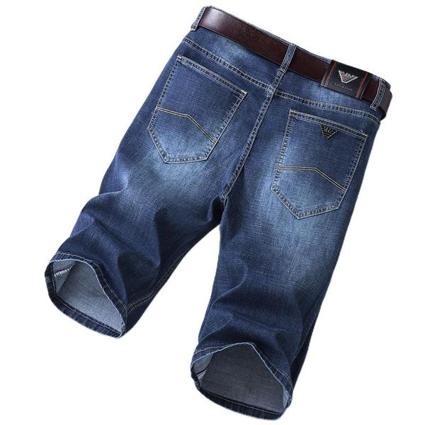 

men's jeans denim shorts 2021 summer elastic slim blue eagle brand straight five-point pants fashion casual clothing