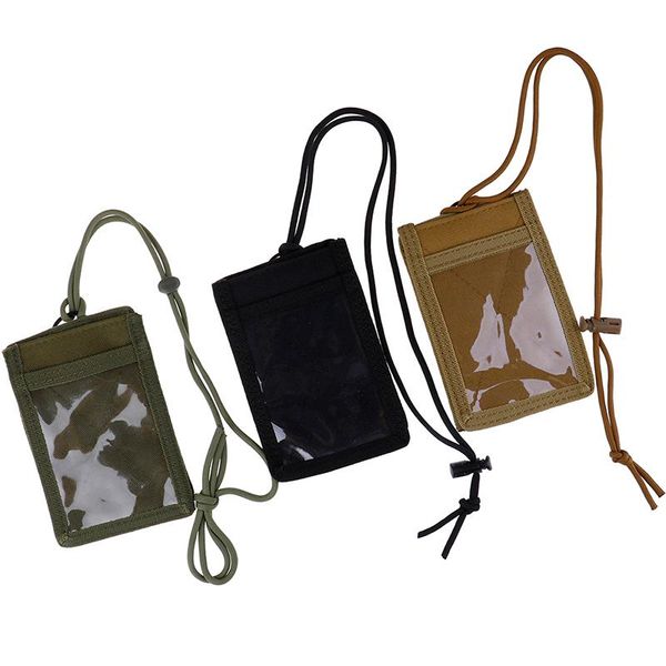 

card holders 1pc id holder army fan tactical case patch neck lanyard and organizer, Brown;gray