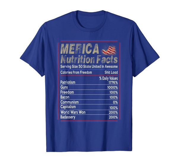 

proud 4th of july american merica nutrition facts t-shirt, White;black