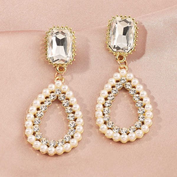 

fashion accessories elegant temperament geometric round five pointed star french pearl love earrings, Silver