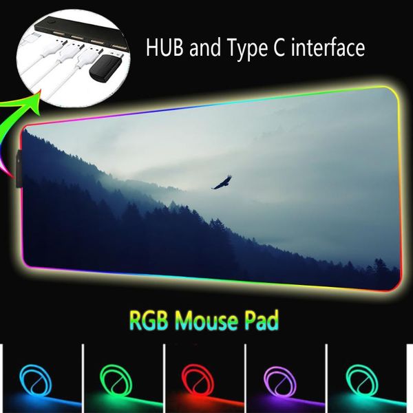 

mouse pads & wrist rests large mousepad stitch side kawaii with usb hub 4 ports deskmat led backlight computer pc accessories gaming stich a